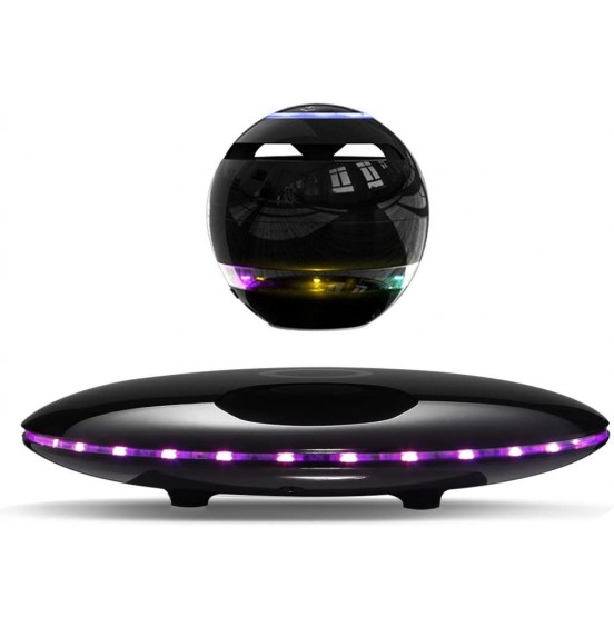 Infinity Orb Magnetic Levitating Speaker Bluetooth 4.0 LED Flash Wireless Floating Speakers with Microphone and Touch Buttons (Black)